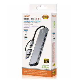 Hub USB-C vers HDMI 4K / USB 3.0 / PD / SD / TF LinQ IT7808 | Etech-Parts