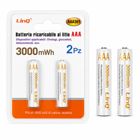 Batterie, Accumulateur - Pile Lithium Rechargeable AAA 3000 mWh 2pcs LinQ AAA361, prix de gros.