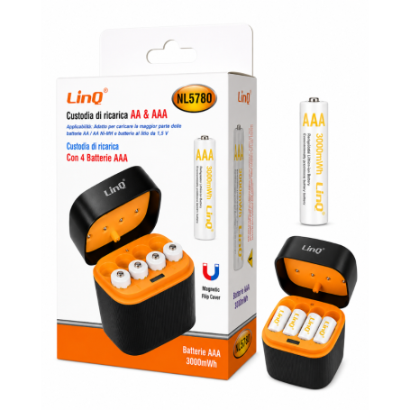 Rechargeable Power, Energy Pack - AA Battery 3000 mWh Charger Kit with 4 LinQ NL5780 Batteries, wholesale price