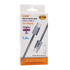 Chargeur USB, Connecteur USB - Câble Type-C / Type-C PD 60W Chargement rapide LinQ CC7838 - 1M - Blanc, prix de gros.