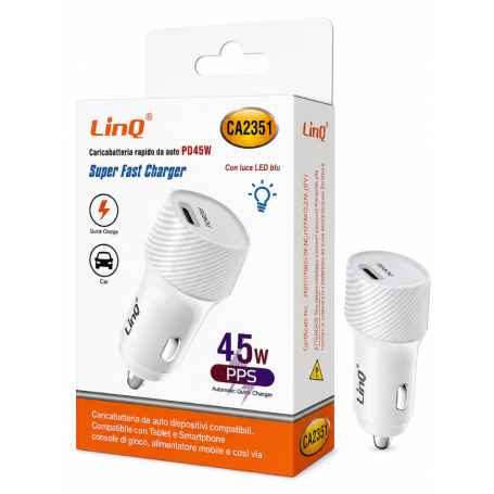 Car Adapter, USB Charger - LinQ CA2351 45W USB-C Fast Car Charger, wholesale price