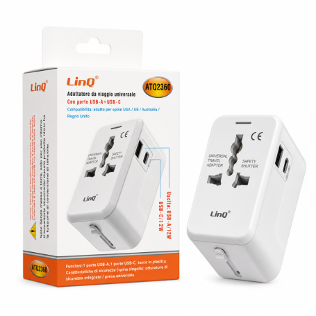 Adaptateur Secteur Voyage LinQ ATQ2360 - Blanc | Etech-Parts