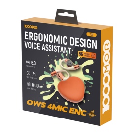 Earbuds, Headphones - 1000MOR EGA T05 OWS 5.4 Wireless Earbuds, ENC Noise Cancelling, 7.5H Playtime - Orange, wholesale price