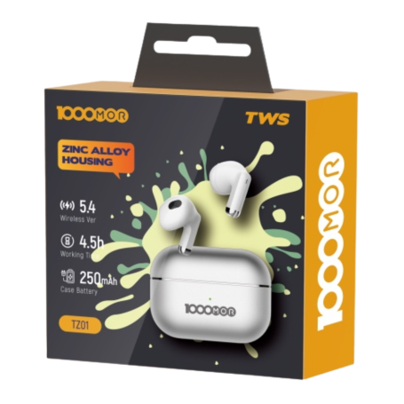 Earphones, Headphones - 1000MOR EGA TZ01 TWS 5.4 Wireless Earbuds, 4.5H Music Playtime - Silver, wholesale price