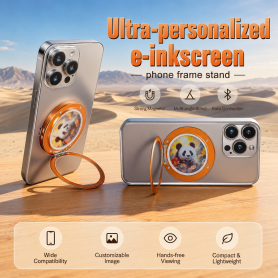 Phone Holder, Mobile Stand - Magnetic Phone Stand with 6-Color E-Paper Screen, Always-On Display, Built-in Sound - Silver, whole
