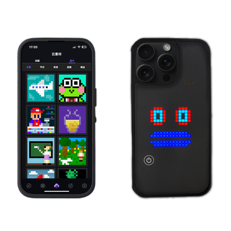 Phone Cover, Mobile Case - iPhone Protective Case with Customizable LED Screen, Animations, Music, Black, wholesale price