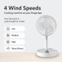 Ventilateur, Brasseur d'air - Ventilateur Portable Pliable Rechargeable 7200mAh 4 Vitesses 4,8W 19.5cm Réglable 180° Bureau et S