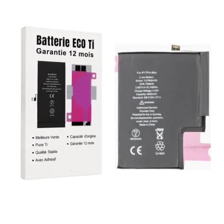 Battery, Power Cell - PSMU8 4823mAh Battery for iPhone 17 Pro Max with Adhesives - Pure Cobalt (ECO Ti), wholesale price