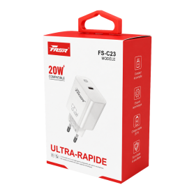Chargeur Rapide, Bloc d'Alimentation - Adaptateur Secteur Chargeur USB-C 20W Ultra-Rapide Fasr FS-C23, prix de gros.