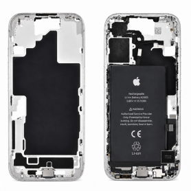 Châssis, Cadre - Chassis iPhone 16E - Connecteur de charge sans Vitre Arrière + Batterie Blanc (Original Demonté) - Grade A, pri