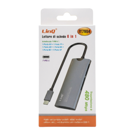 Adaptateur, Convertisseur - Lecteur de carte USB-C 6 en 1 SD + TF + XD + MS + M2 + CF LinQ IT7984, prix de gros.