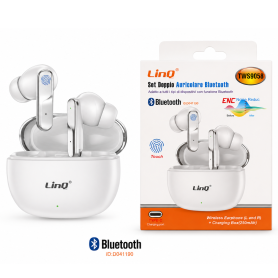 Casque, Oreillettes - Écouteurs Bluetooth avec Boîtier de Charge - LinQ TWS9058 - Blanc, prix de gros.