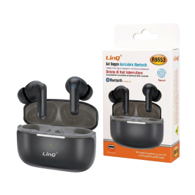 Casque, Oreillettes - Écouteurs Bluetooth avec Boîtier de Charge LinQ R9553 - Noir, prix de gros.