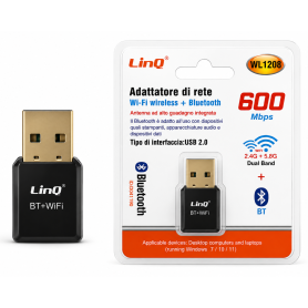 Clé USB, Dongle - Adaptateur Wifi 2.4G/5.8G et Bluetooth USB 600Mbps LinQ WL1208, prix de gros.