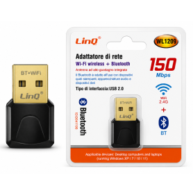 Clé USB, Dongle - Adaptateur Wifi 2.4G et Bluetooth USB 150Mbps LinQ WL1209, prix de gros.