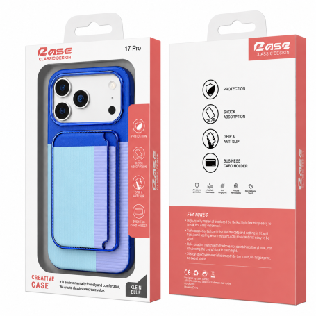 iPhone Cover, Protective Sleeve - Protective case for iPhone - PC - with powerful magnetic card holder - side insertion - blue,
