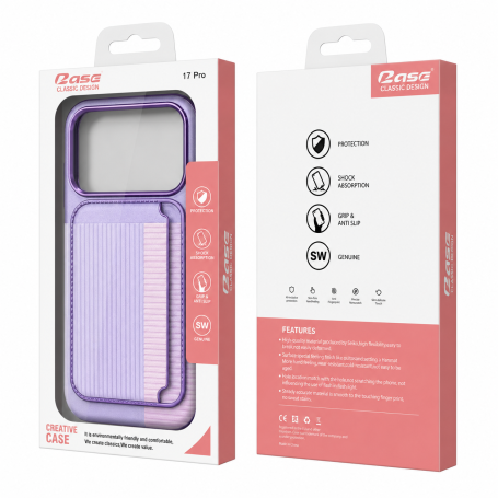 Coque Protection iPhone - PC - Porte-cartes Magnétique Violet | Etech-Parts