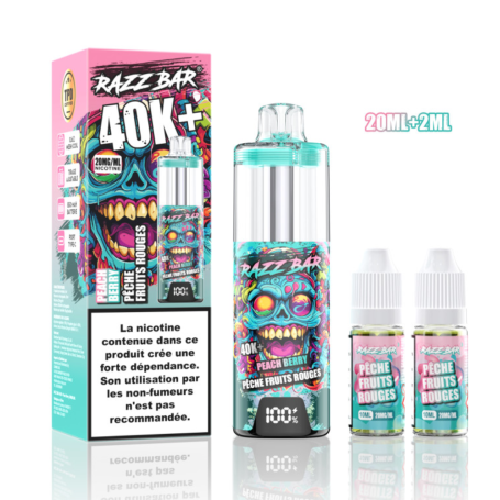 Vape, E-cigarette - RAZZBAR 40K+ Puffs - Pêche Fruits Rouges, prix de gros.