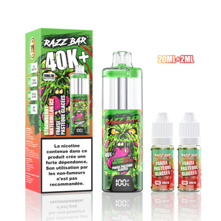 Vape, E-cigarette - RAZZBAR 40K+ Puffs - Fraise Pastèque Glacée, prix de gros.