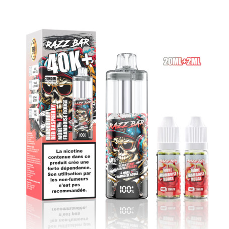 Vape, E-cigarette - RAZZBAR 40K+ Puffs - Mûre Framboise Rouge, prix de gros.