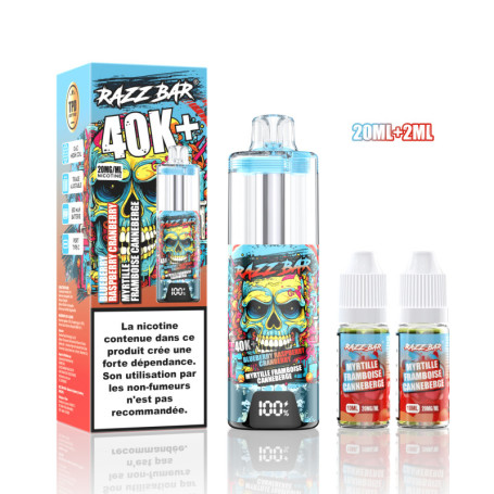 Vape, E-cigarette - RAZZBAR 40K+ Puffs - Myrtille Framboise Canneberge, prix de gros.