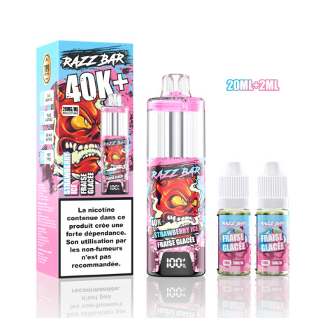 Vape, E-cigarette - RAZZBAR 40K+ Puffs - Fraise Glacée, prix de gros.