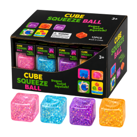 Jouets, Gadgets - Cube Glacé Squishy Pailleté - Lot de 12 Pièces, prix de gros.