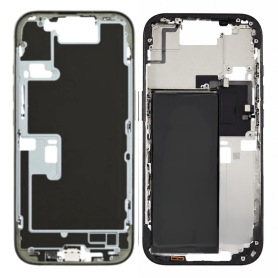 Châssis, Cadre - Châssis iPhone 16 Pro Max Connecteur de charge sans Vitre Arrière avec Batterie Titane Noir (Original Demonté) 