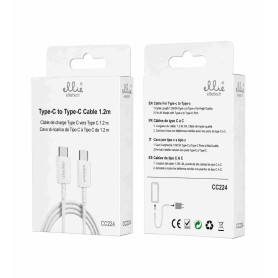 Chargeur, Connecteur - Câble de Charge USB-C ver USB-C 1,2m EllieTech CC224 - Blanc, prix de gros.