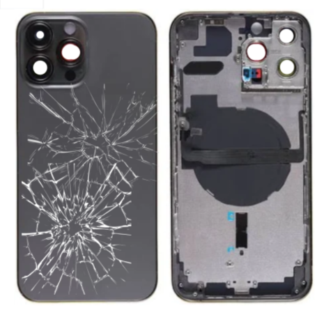 Back Glass, Rear Cover - Back Cover Housing iPhone 13 Pro Black - Without Charging Connector without Battery (Original Disassemb
