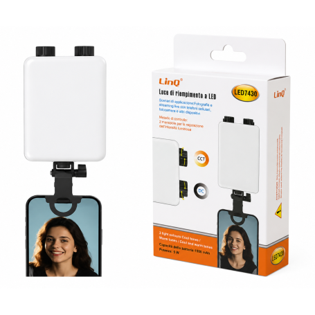 LED Light, Video Lamp - LinQ LED7430 Portable Rechargeable LED Video Light with Phone Mount - 5W 1500mAh, wholesale price