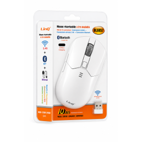 Souris, Périphérique - Souris Rechargeable Tri-Mode LinQ BL6857 - Bluetooth 5.3 / 2.4G / USB-C - Blanc, prix de gros.