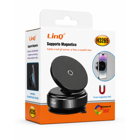 Car Mount, Phone Holder - Magnetic Phone Mount LinQ H3265 - 360° Rotation - N45 Magnet - Black, wholesale price