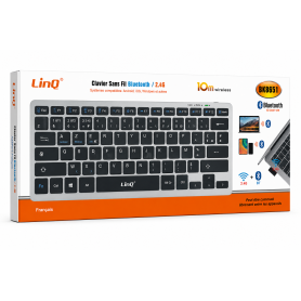 Clavier, Périphérique - Clavier Sans Fil Bluetooth / 2.4G LinQ BK8651 - AZERTY Français - Gris, prix de gros.