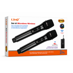 Microphones, Micros - Set de 2 Microphones Sans Fil LinQ W7054 - Noir, prix de gros.