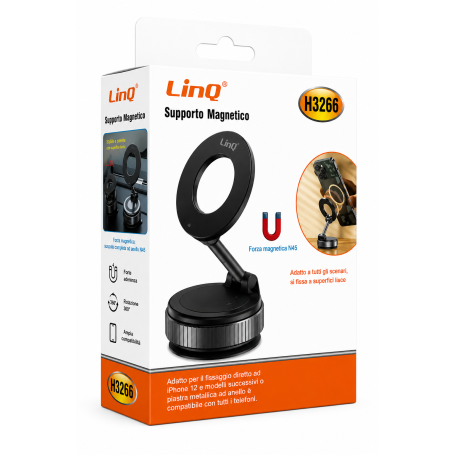 Support Téléphone, Porte-Smartphone - Support Magnétique pour Smartphone LinQ H3266 – Rotation 360° – Aimant N52 – Noir, prix de