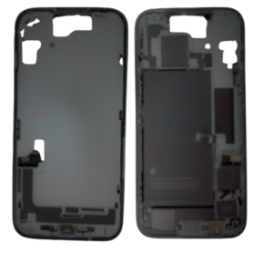 Châssis, Coque - Chassis iPhone 15 Noir sans Vitre Arrière avec Connecteur de Charge avec Batterie (Origine Demonté) - Grade B, 