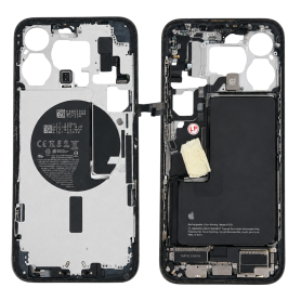 Châssis, Cadre - Chassis iPhone 15 Pro Max - Connecteur de Charge sans Vitre Arrière sans Batterie Titane Noir (Origine Demonté)