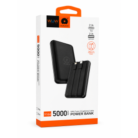 Portable Charger, Battery Pack - Power Bank 5000mAh Type-C + Lightning - WUW Y164 - Black, wholesale price