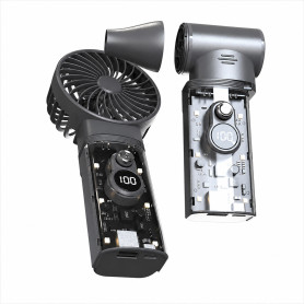 Portable Fan, Mini Blower - Fan Portable, 3-in-1 Handheld Fan & Turbo Blower, 10,000mAh Power Bank, Interchangeable Head