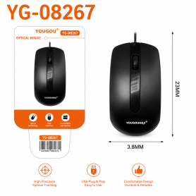 Souris, Périphérique - Souris Optique Filaire CIAOBOSI YOUGOU YG-08267 - Noir, prix de gros.