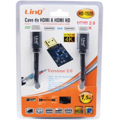 Câble HDMI Mâle / HDMI HD Mâle 1,5m LinQ HD-1520