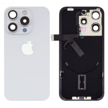 iPhone 15 Pro Titanium White Back Glass with MagSafe (Original Disassembled) - Grade A