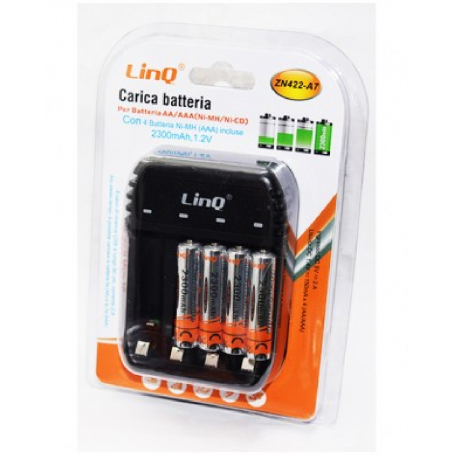 Chargeur de Piles AA/AAA avec 4 Piles AAA Rechargeables 2300mAh 1,2A LinQ ZN422-A7