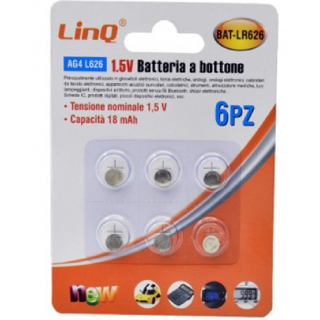 Piles Bouton AG4 L626 1.5V 18mAh x6pcs LinQ BAT-LR626