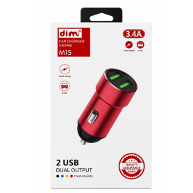 Adaptateur, Chargeur Auto - Chargeur Voiture Double USB 3.4A - DIM M15 - Jaune, prix de gros.