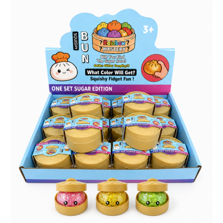 Toys, Collectibles - Mini Squishy Bun with Sparkly Bead Texture Mystery Box PDZ55 - Set of 12 Assorted Pieces, wholesale price