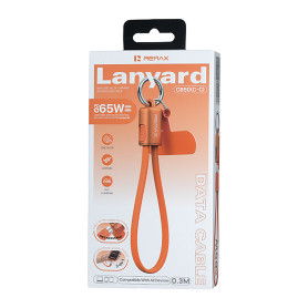 Charging Cable, USB Cord - Fast Charging Lanyard Data Cable Orange REMAX CB50 C-C, 65W PD, 3-In-1 Detachable Braided USB-C Cable
