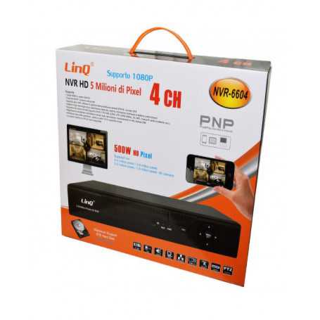 HD NVR Recorder H.265 Network 4 CH Poe 5MP LinQ NVR-6604