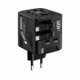 Chargeur, Convertisseur - Adaptateur de Voyage Universel GaN 40W avec Câbles USB-C / Lightning Rétractables WUW-C288 - Noir, pri